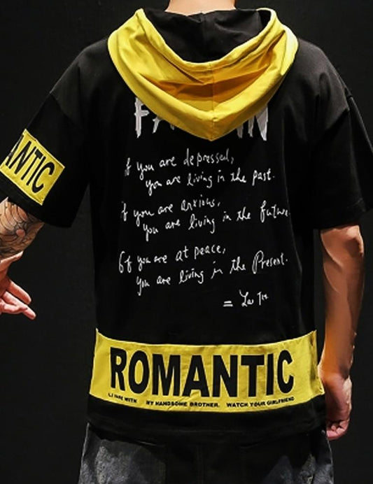 Fanpin Half Sleeves Hooded Neck T-shirt