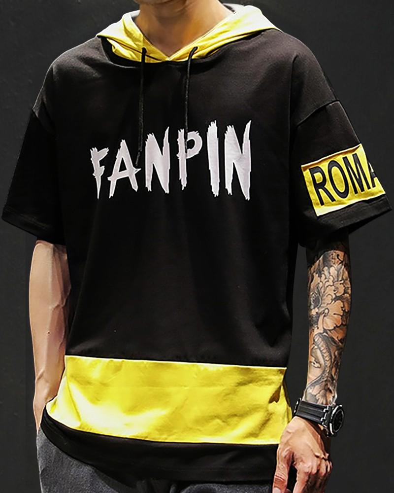 Fanpin Half Sleeves Hooded Neck T-shirt