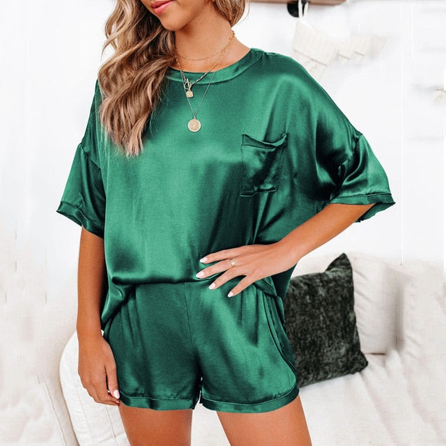 Silk Satin Pajamas Set Women