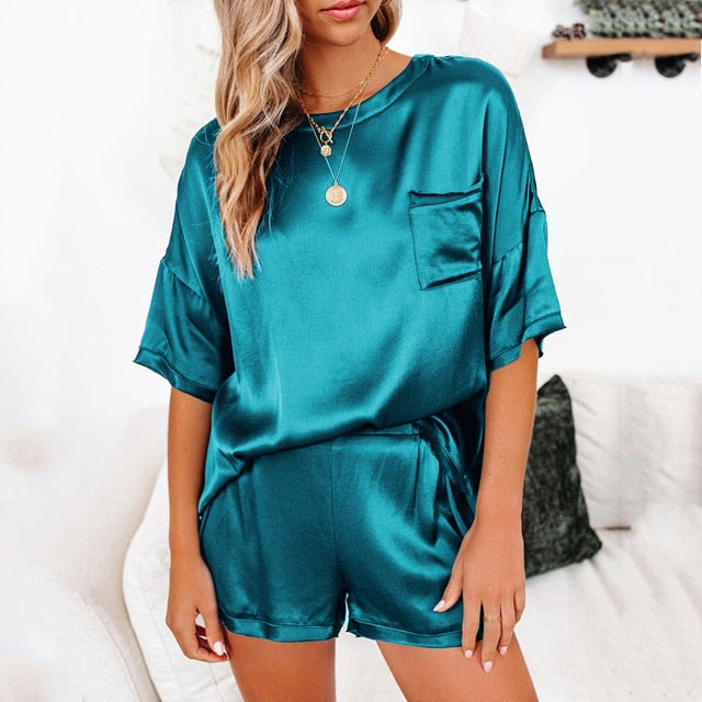 Silk Satin Pajamas Set Women