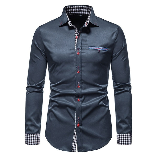 Camisas formales de patchwork a cuadros para hombres