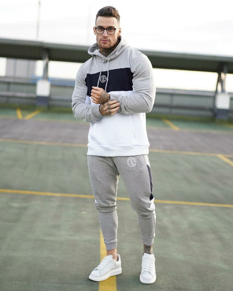 Cotton Casual Hoodie Men's Tracksuit Set