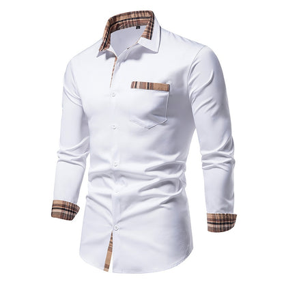 Camisas formales de patchwork a cuadros para hombres